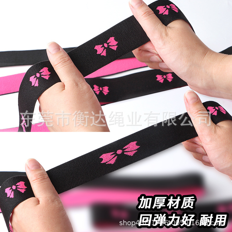 Fábrica de stock 3 - 3.5cm puro rosa negro arco jacquard elástico adornos para el cabello peluca ajuste elástico elástico