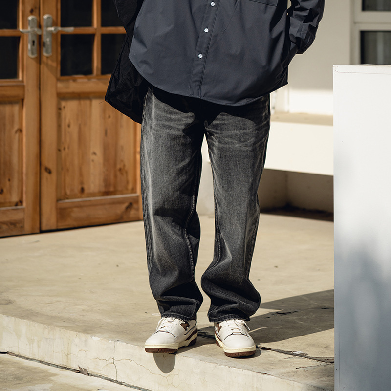 Trs Denim Series | 26Ss Red-Edged Denim 14oz Black and Gray Washed 505 Loose Straight-Leg Jeans for Men and Women