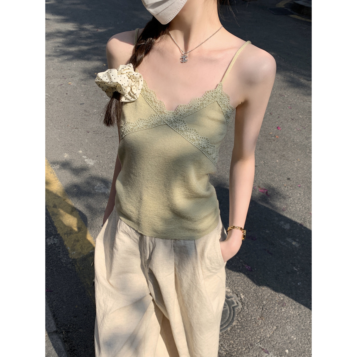 Summer lace design knitted cute sweater