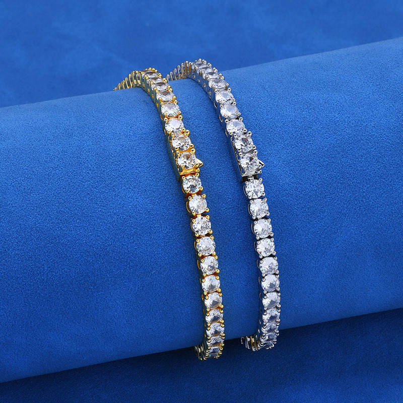 Cross-Border European and American Jewelry Hip-Hop Zircon Bracelet Trendy Brand Personalized Diamond Spring Buckle Tennis Chain Men's Bracelet Wholesale Cross-Border European and American Jewelry Hip-Hop Zircon Bracelet Trendy Brand Personalized Diamond Spring Buckle Tennis Chain Men's Bracelet Wholesale