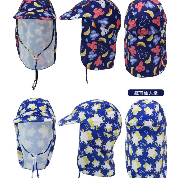 Niños y niñas protección solar gorro de natación playa juego cuello protección sombrero para el sol gorro de natación protección para los oídos sombrero de tela sombrero para el sol
