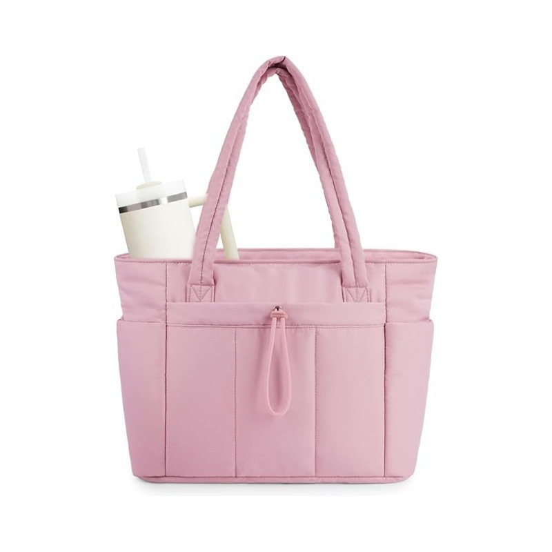In Stock New Quilted Tote Bag Large Capacity Women's Multi-Compartment Laptop Bag Handbag Shoulder Bag - Thumbnail 7