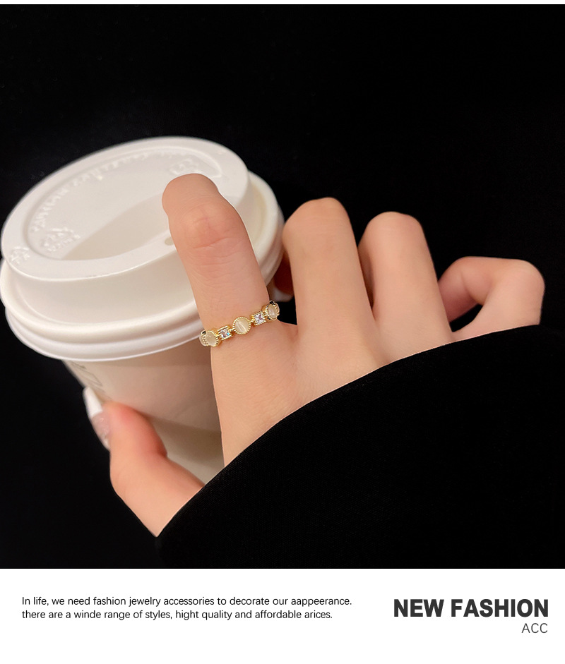 Opal Open Adjustable Ring Female Fashion Personality Ins Popular Net Red Same Design Lady's Forefinger Ring display picture 6