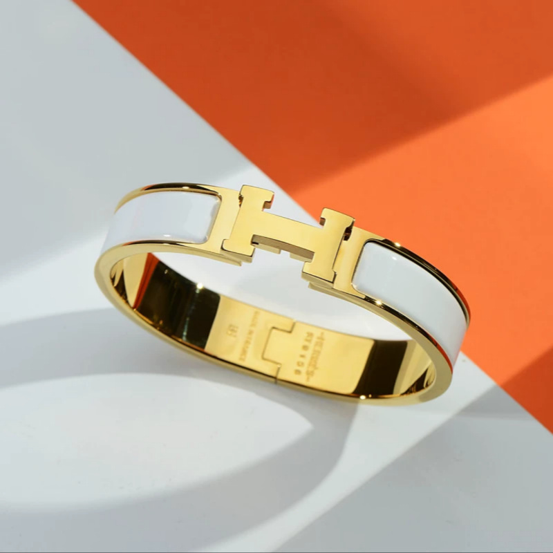 H文字フロストブラックサムライブレスレットエナメルクラシックカップルブレスレットローズゴールドワイドバージョン工場直販|undefined