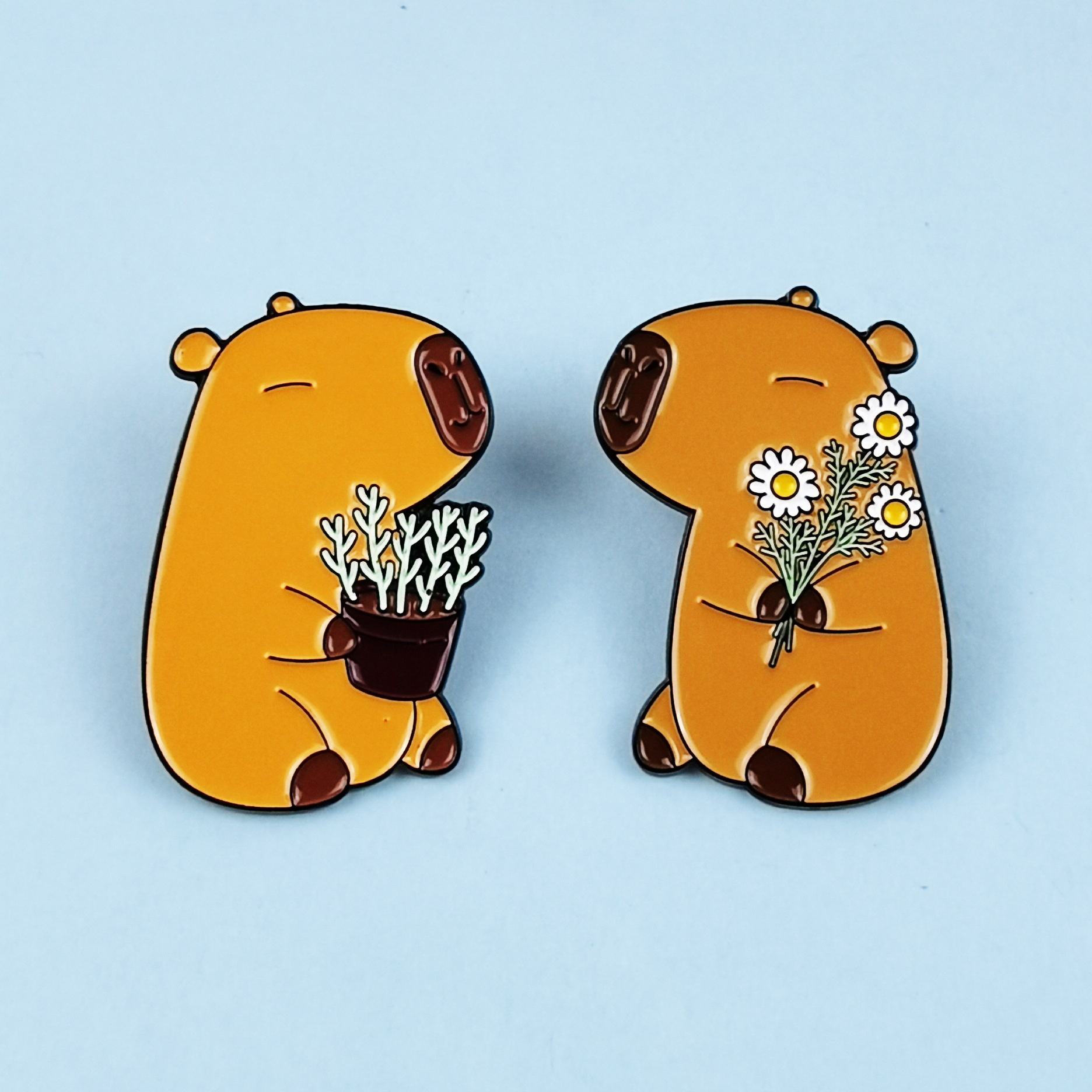 Cute Kapibala Alloy Insignia Dibujos animados lindo animal ramo de mano joyería accesorios broche al por mayor