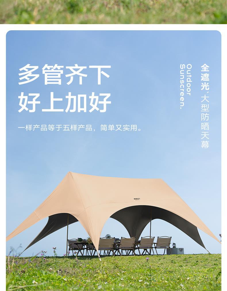 Primitive-Style New Quick-Open Canopy Tent for Outdoor Camping 2025 New Model Camping Sunshade with Black Glue Coating New Style Sun Shelter