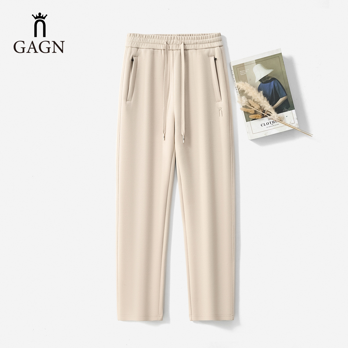 Gagn Cross-Border Casual Straight-Leg Pants for Women 2026 Autumn and Winter Cashmere High-Waisted Narrow-Leg Pants High-Waisted Loose Pants