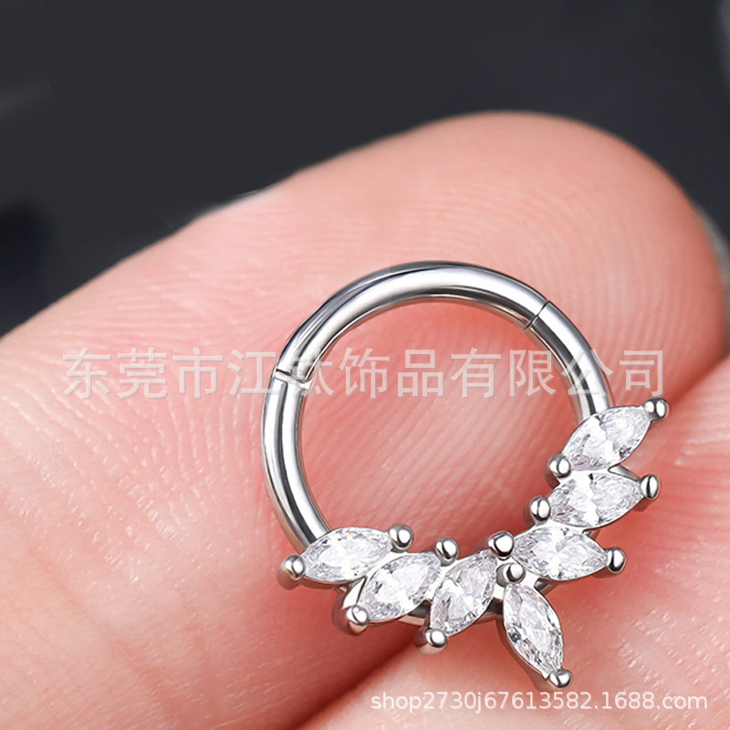 G23 Titanium Nose Ring 1.2x8mm 5A Zircon Inlaid Closed Ring Body Piercing Jewelry Custom detail image 7
