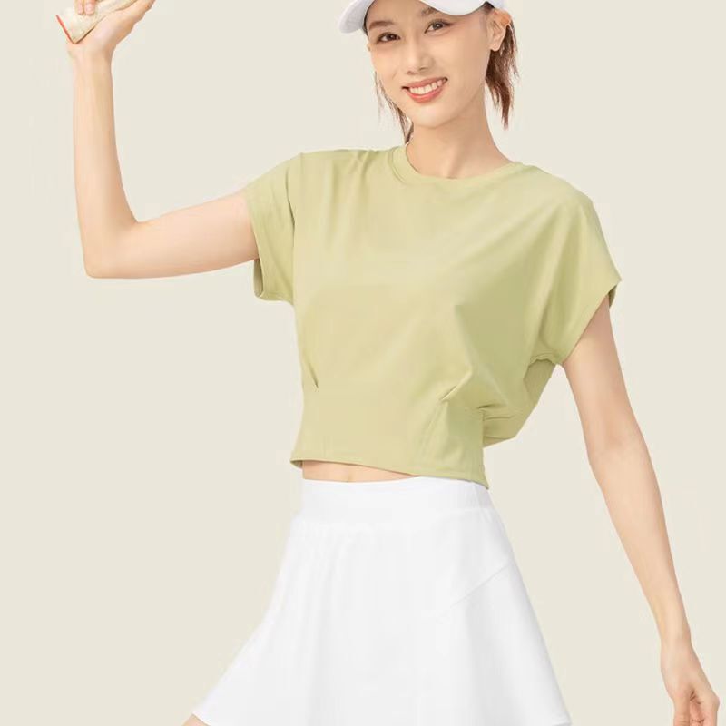 Yiwu Yoga Top Round Neck Short Sleeve Slim Fit New Style Women's Vest Fitness Breathable Comfortable Tight-Fitting Quick-Dry