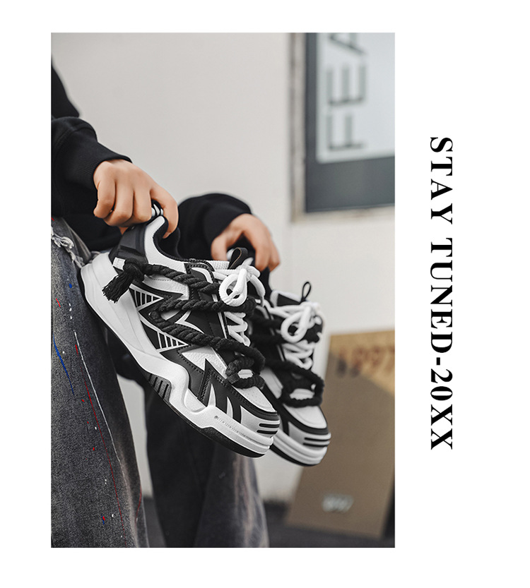 Novos sapatos esportivos masculinos de outono de 2024, sola grossa e antiderrapante, versão coreana, moda moderna, design de nicho, sapatos de pão_voghion.com