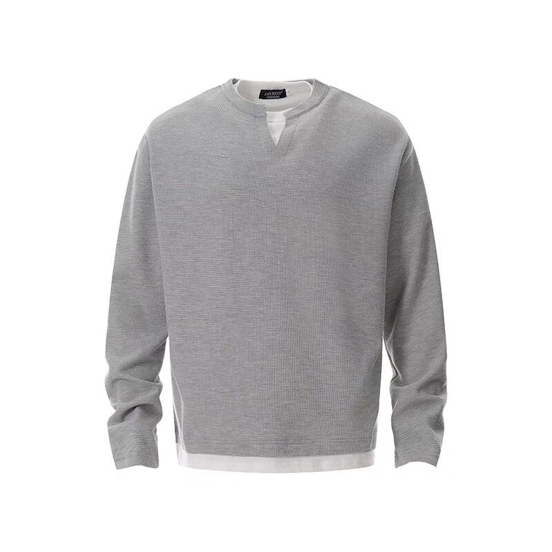 Men's Waffle Knit Henley Long Sleeve T-shirt Casual Pullover_voghion.com