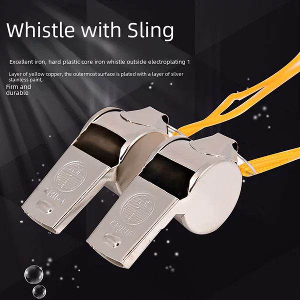 Sports referee whistle metal sports whistle yellow rope outdoor survival whistle factory wholesale
