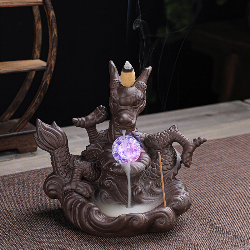 倒流香炉新款中国龙薰香炉家居办公室香道茶道创意摆件厂家直供|ms