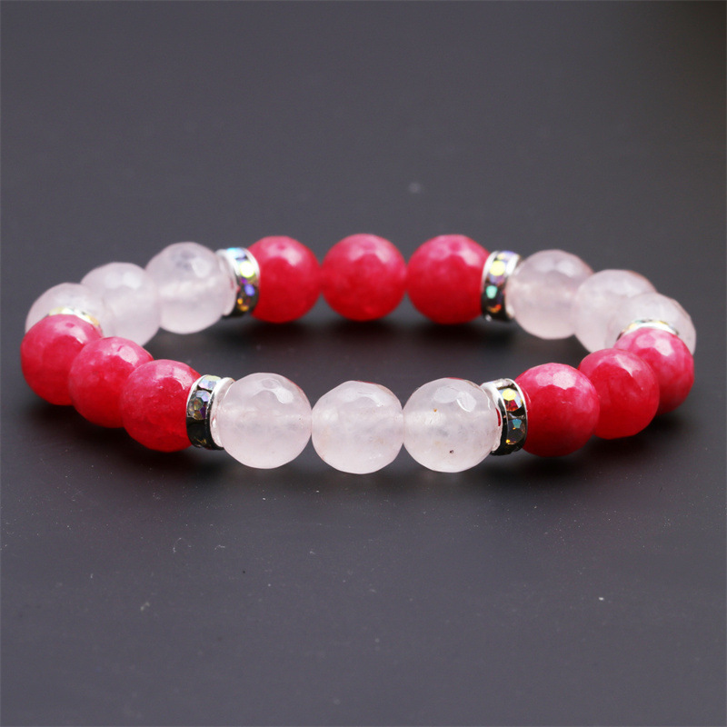 Europa y América simple transfronteriza 10mm corte Rosa cristal cuentas pulsera de piedra natural pulsera de cuentas pulsera del Día de la madre para las mujeres