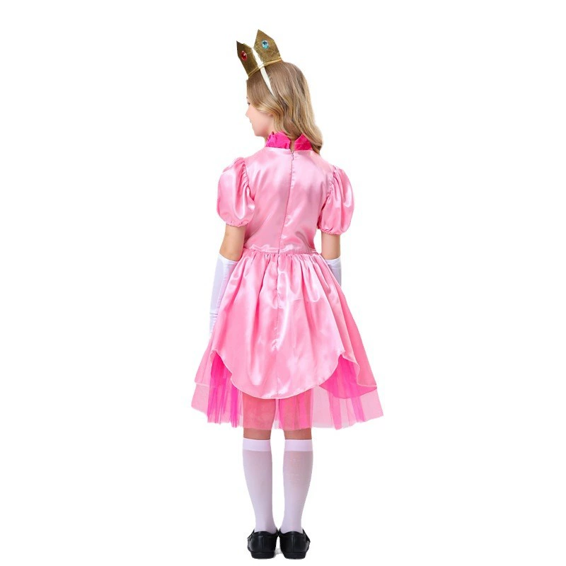 Платье принцессы Бики Peach (персик), костюм по мотивам игры Марио, в комплекте перчатки и корона