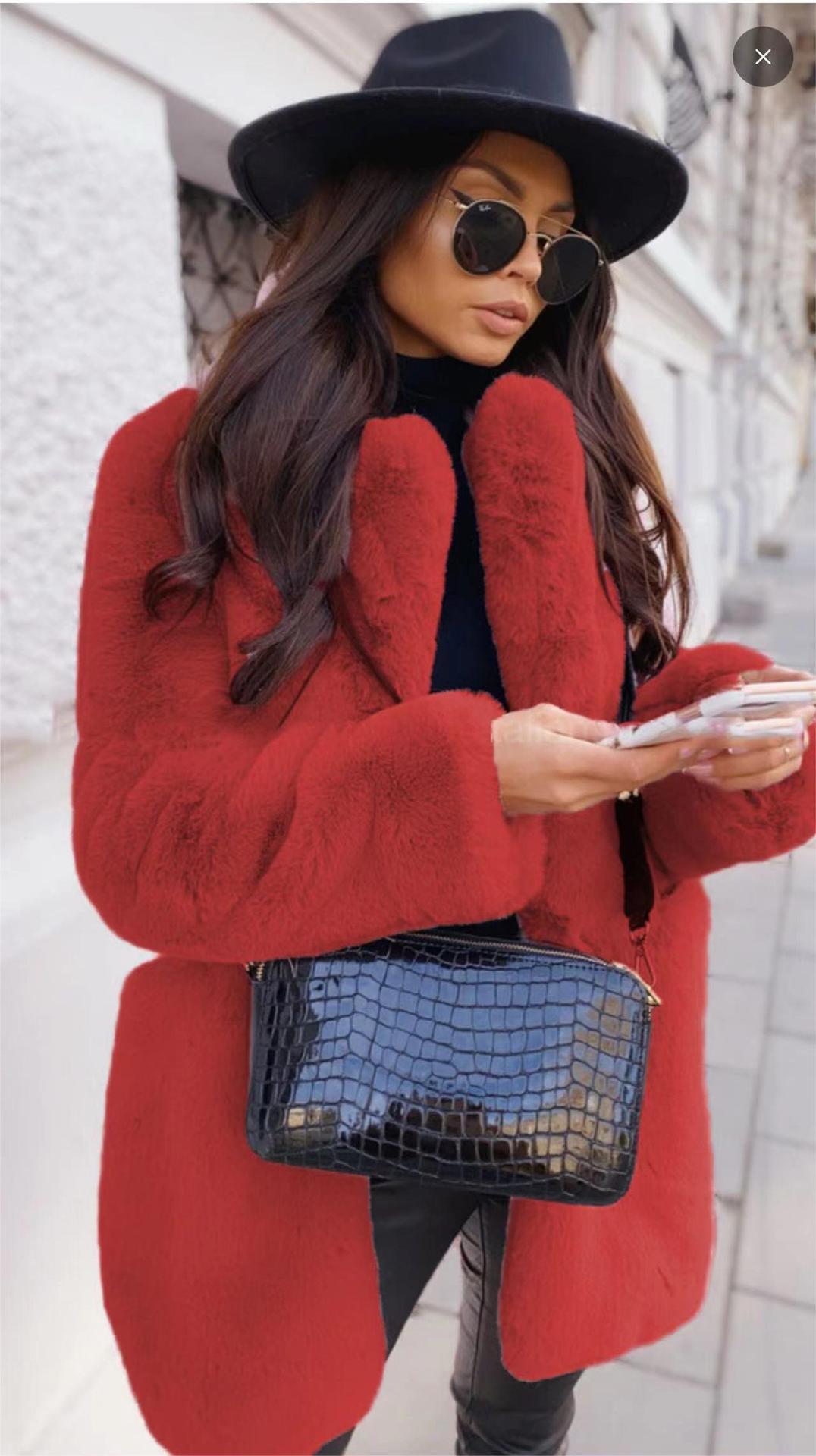 new suit women's loose plush soft rabbit fur jacket_voghion.com