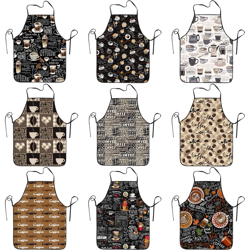 Cross-Border Coffee Element Apron Polyester Waterproof Printed Sleeveless Apron Beverage Shop Barista Work Clothes Factory Wholesale Cross-Border Coffee Element Apron Polyester Waterproof Printed Sleeveless Apron Beverage Shop Barista Work Clothes Factory Wholesale