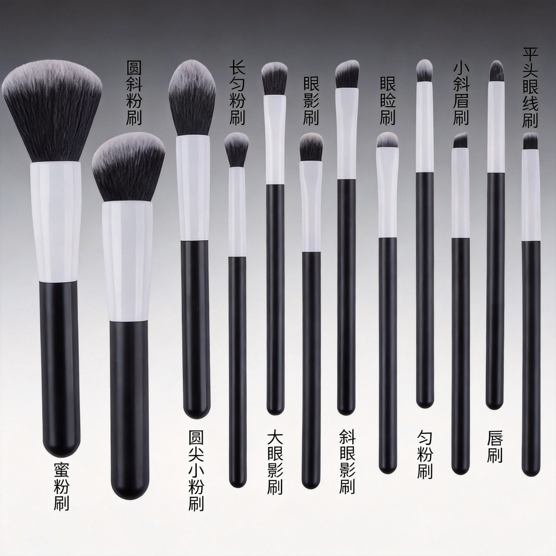 Zhuolya nuevo cepillo de maquillaje conjunto completo de herramientas de belleza al por mayor almacenamiento de cubo de plástico negro 12 pinceles de maquillaje traje