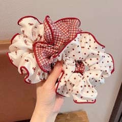 髪を傷つけない赤い甘い水玉模様のヘアゴム、学生向けの新鮮な高弾性ヘアロープ、西洋風のヘアアクセサリー