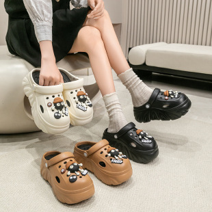 Croc Shoes Thick-Soled Summer New Eva Hole-In-The-Wall Slippers for Increased Outer Wear Non-Slip and Deodorant Beach Hole-In-The-Wall Shoes for Women