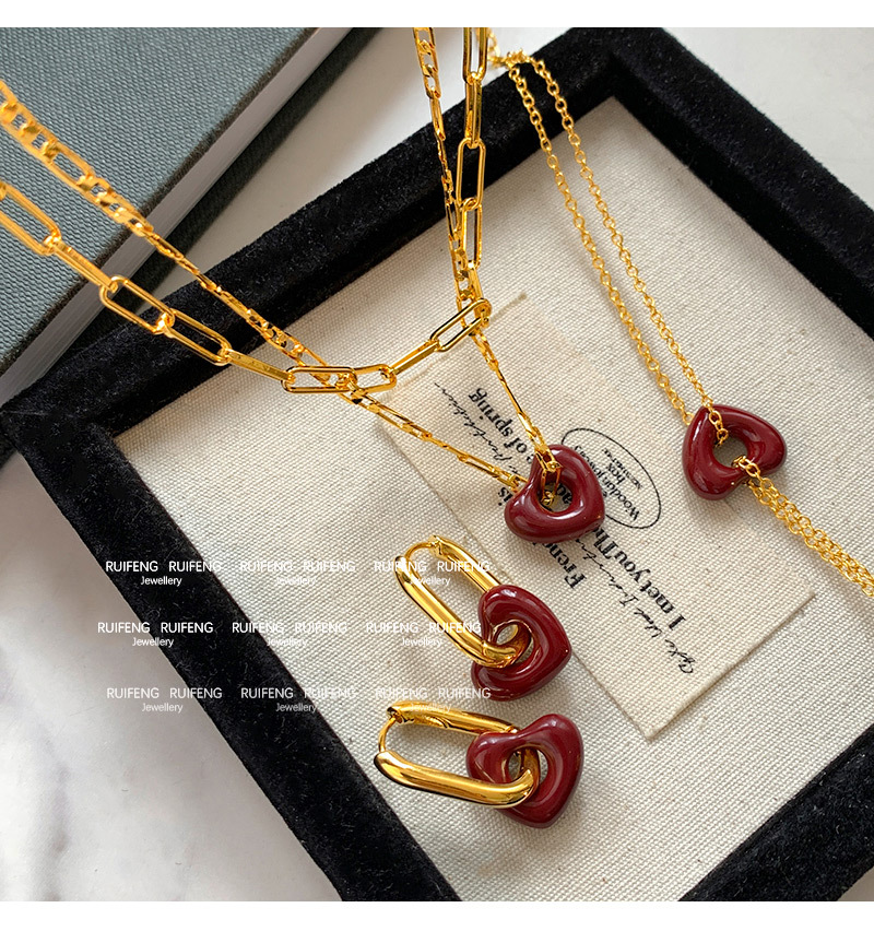 1 Piece, 1 Pair Quantity Wholesale Jewelry Casual Elegant Lady Heart Shape Copper Plating Jewelry Set