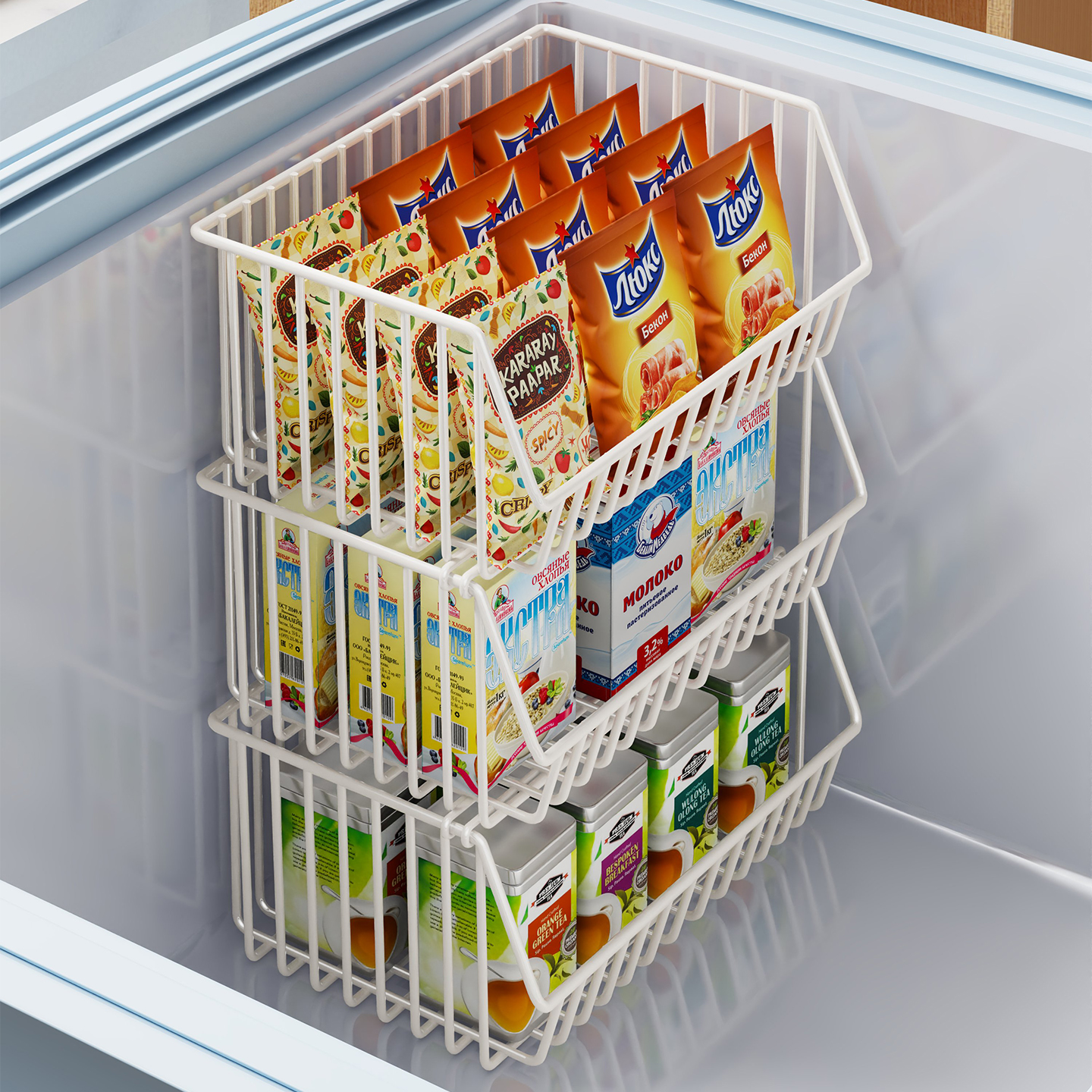 免费帮贴标冰内部置物加粗加厚可叠加隔层收纳筐冰箱多层分隔框