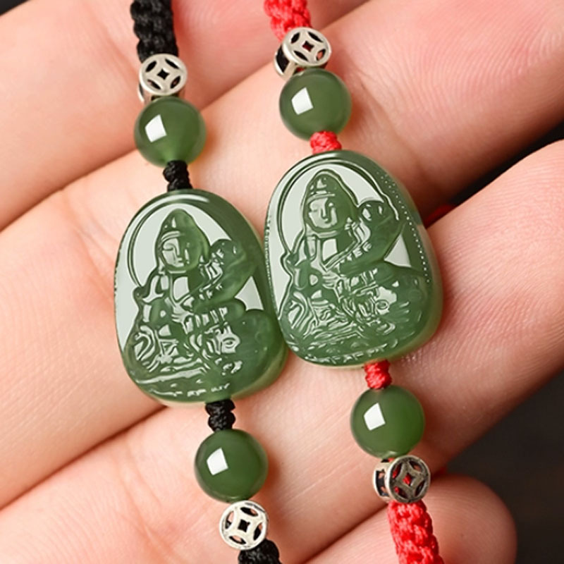 青海料和田玉本命佛手链八大守护神玉石手串生肖普贤文殊观音配饰