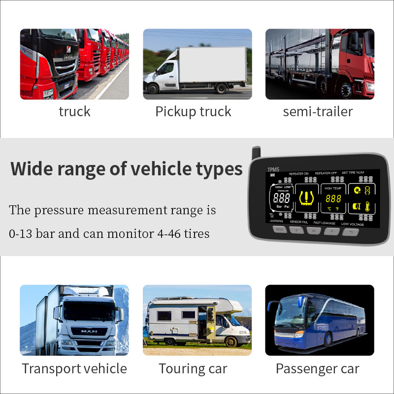 Truck and Mining Vehicle Tire Pressure Monitoring Instrument Tpms Universal Built-In and External Pressure Sensor Tire Pressure Detection System