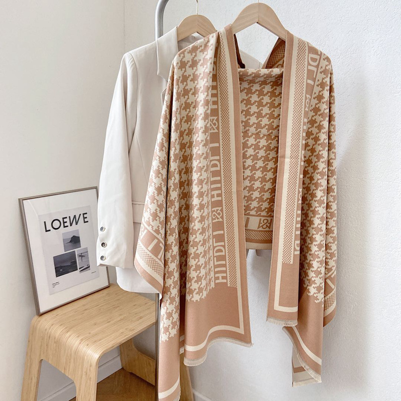 Venta al por mayor 2021 Otoño e Invierno Nuevo estilo coreano bufanda estampada media longitud caliente aire acondicionado chal Cachemira-como bufanda de mujer