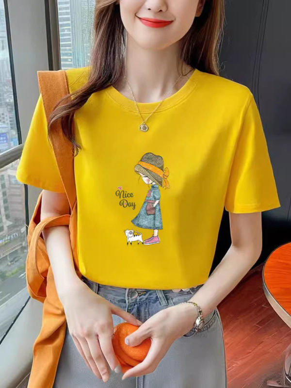 純綿半袖Tシャツ レディース ノースリーブ カジュアルトップス 半袖 夏服 新作 綿100% インナー/アウター|undefined