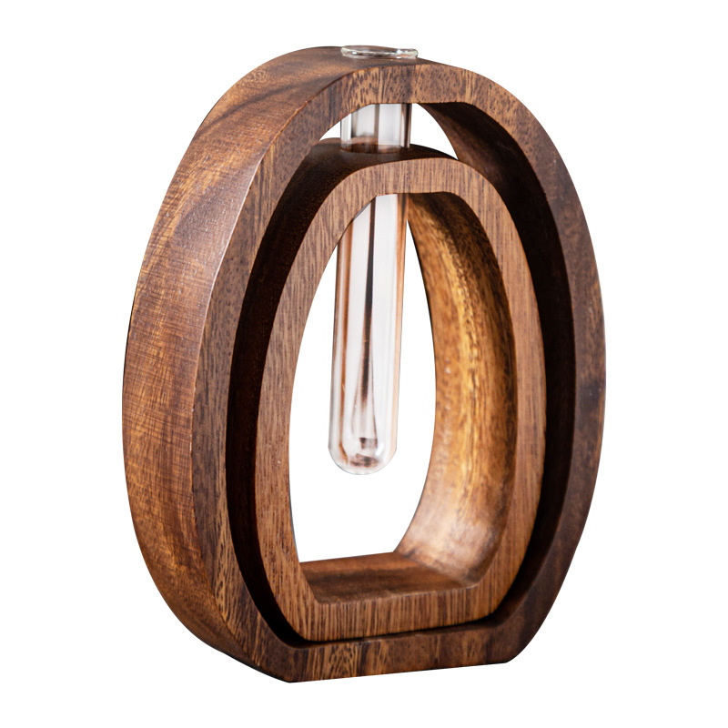 Hu transfronterizo桃arwood madera sólida hidroponía decoración de escritorio varilla de aroma extensor mini vidrio planta de flores