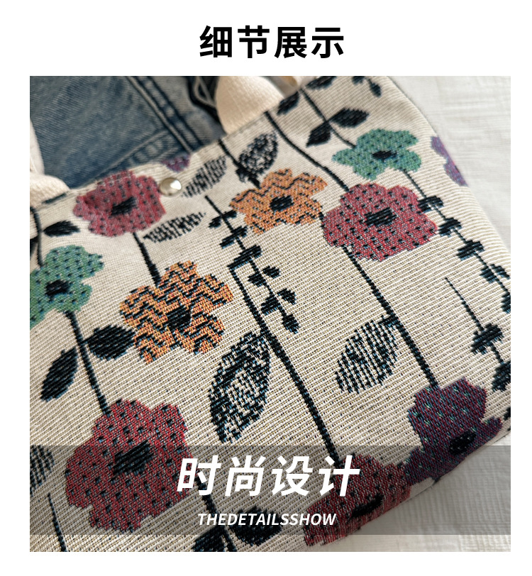 Canvas bag for women 2024 New large-capacity handbag, printed tote bag, niche design, artistic single-shoulder bag for work Application Scenario