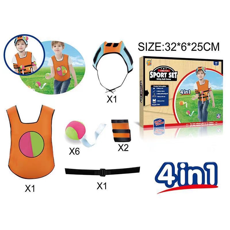 Transfronterizo niños pegajoso pastel ropa juego traje chaleco bola pegajosa esquivar bola chaleco evitar Placa de bola pegajosa juguetes al aire libre