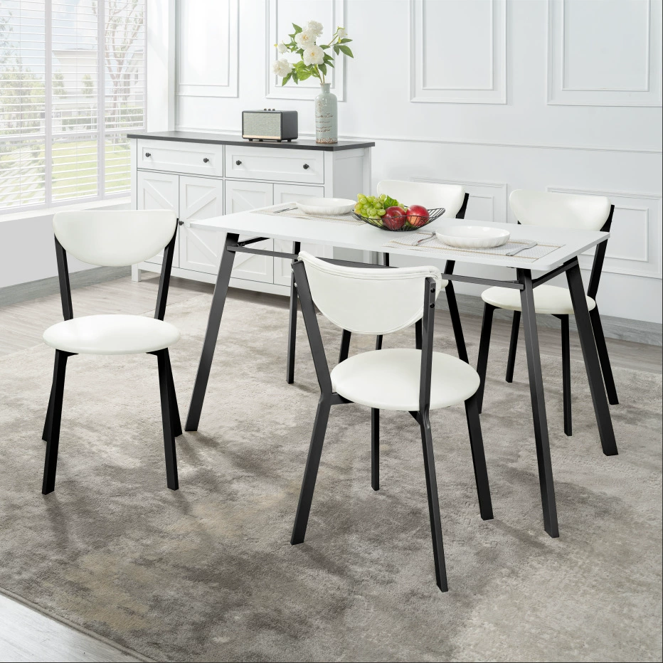 Обеденный стол и стулья для гостиной, новый обеденный стол и обеденные стулья, простой домашний обеденный стол и стул, комбинация скандинавской мебели из железа и дерева, обеденный стол