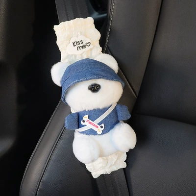 Strap Universal Protective Cover, Seat belt shoulder pad - 1-piece-blue-bear-puff-shoulder-cover