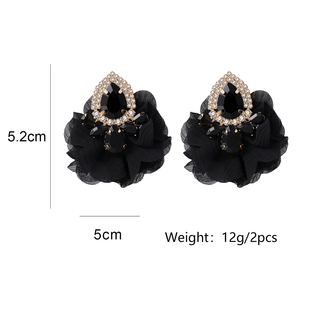 Fashion Flower Alloy Cloth Inlay Artificial Diamond Women's Ear Studs 1 Pair display picture 1