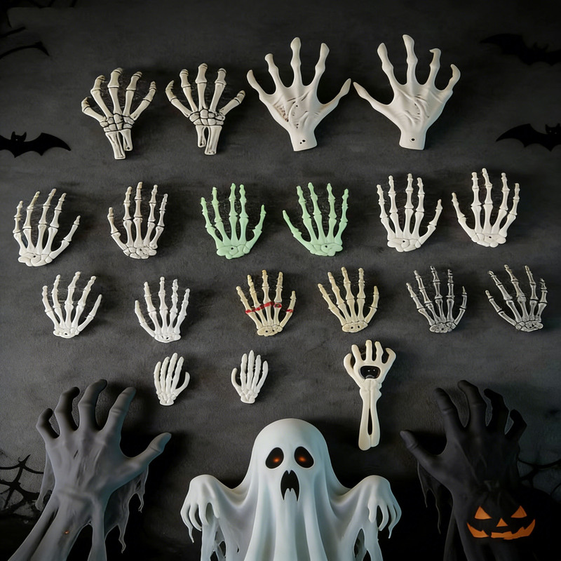 Halloween Skeleton Bone Claws Prank Props Ghost Finger Props Halloween Decoration Ornaments Glow-In-The-Dark Ghost Claw Toys