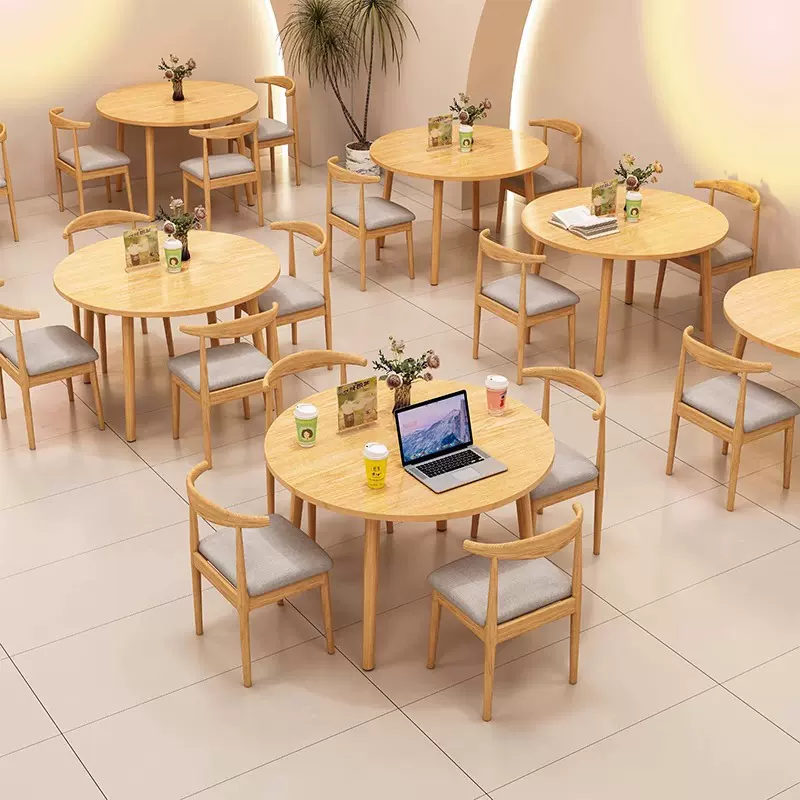 北欧圆桌餐桌椅家用吃饭桌子洽谈桌阳台茶桌商用会议桌奶茶咖啡桌
