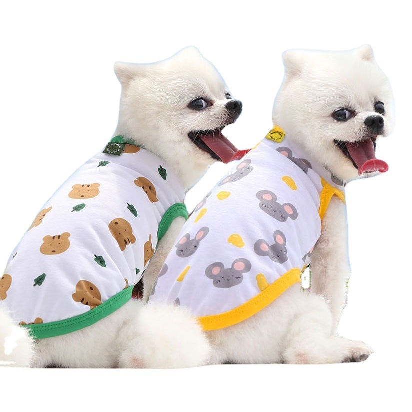 Ropa para mascotas pequeñas, medianas y grandes, perros y gatos, suministros para perros y gatos, chaleco de peluche con dibujos animados para primavera y verano, Bichón Frisé
