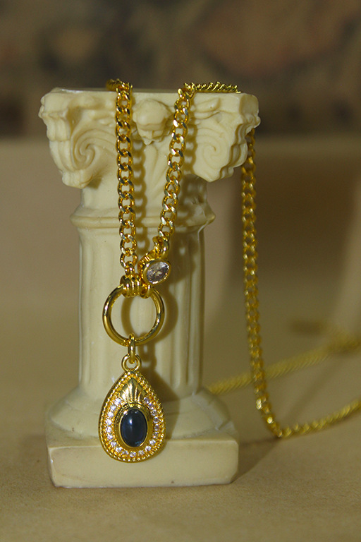 Designer-Stil, exquisite Retro-Design-Halskette, hochwertige Lapislazuli-Kragenkette_voghion.com