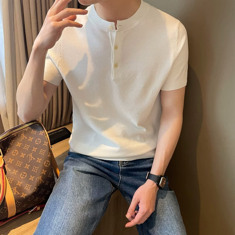 Summer knitted short sleeve T-shirt