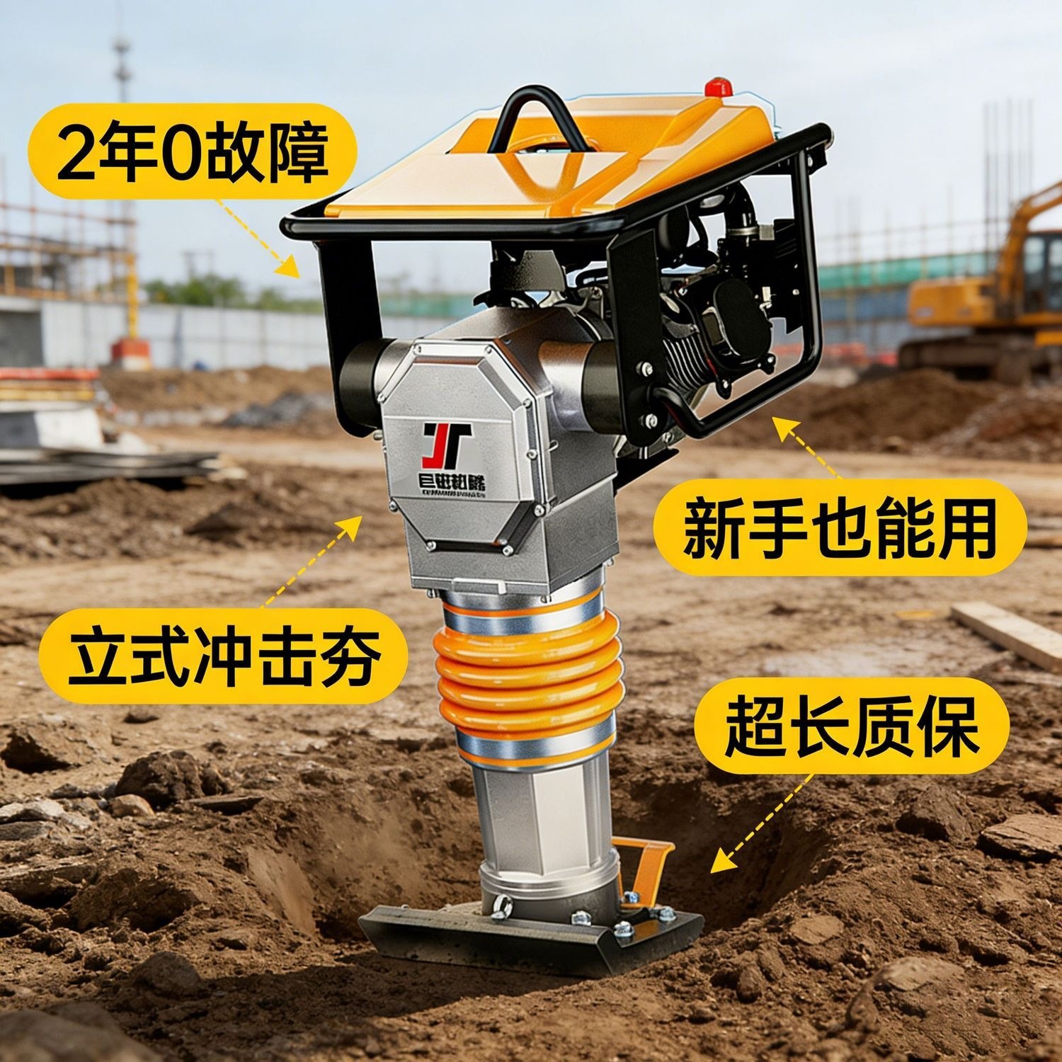 220V冲击夯电动打夯机夯土机汽油柴油振动小型立式地基夯实机