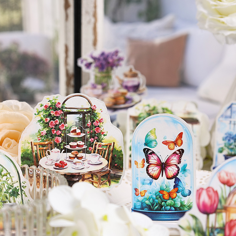 Poesía en el camino de la flor jardín especial aceite pegatinas de cuentas de mano paquete diy diario de cuentas de mano y pegatinas de papel pegatinas de viento pastoral transfronterizo