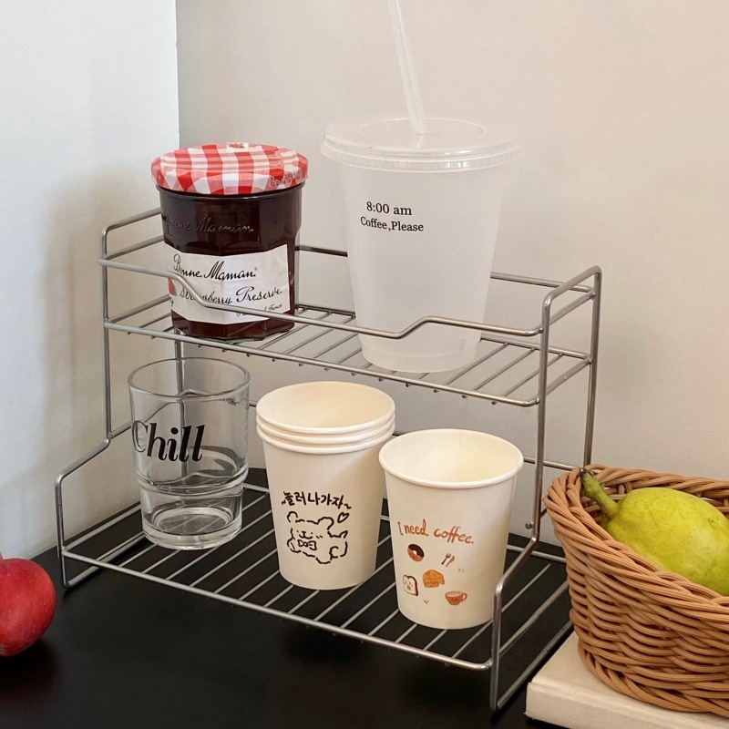 Casual Ins Style Stainless Steel Desktop Storage Rack Kitchen Seasoning Multi-Layer Storage Rack Countertop Skin Care Product Storage Rack