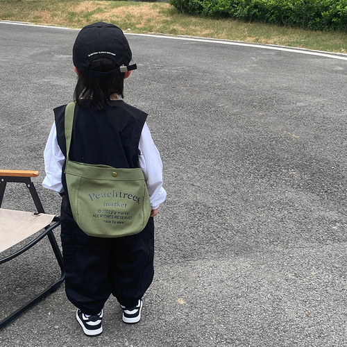 Men's Crossbody Fashion Small Bag Trendy Cool Stylish Kids Crossbody Bag Korean Version Versatile Asymmetric Canvas Shoulder Bag