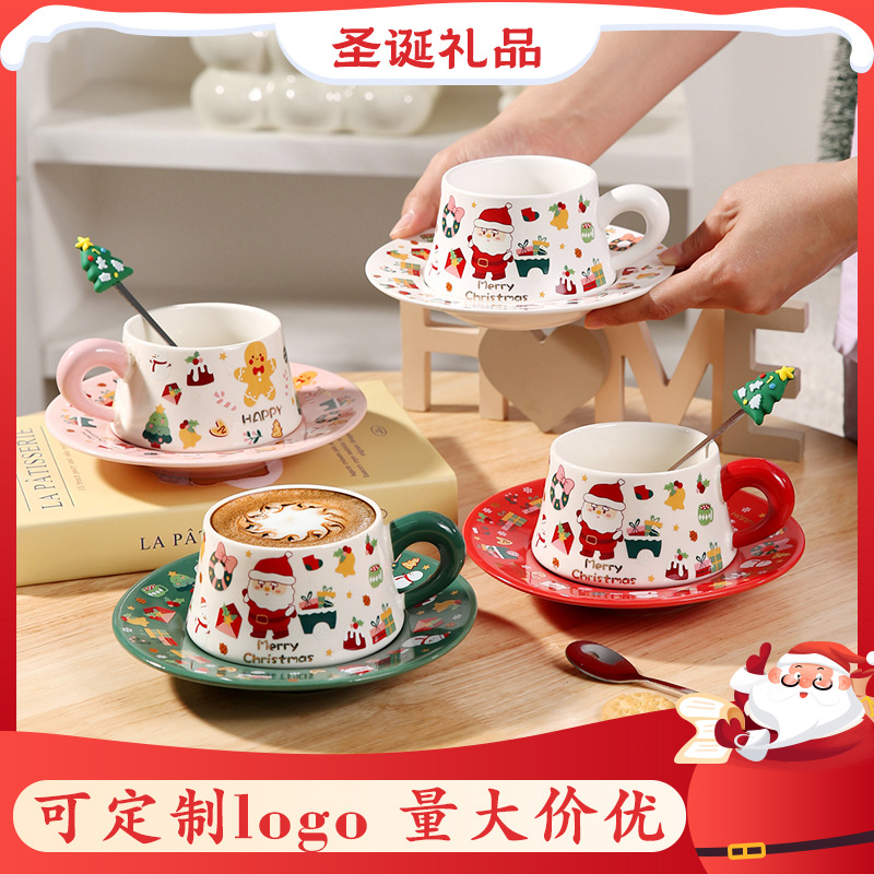 Tazas de Navidad, platos de cerámica, tazas de café, platos de decoración navideña, regalos de Navidad personalizados, logotipo internacional