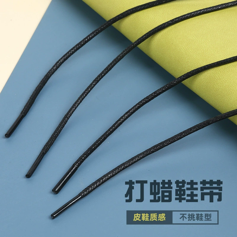 Кожаная обувь Вощеные круглые шнурки Мужские и женские ботинки Martin Британские деловые повседневные длинные и короткие сапоги Обувь Веревка Черная тонкая восковая веревка