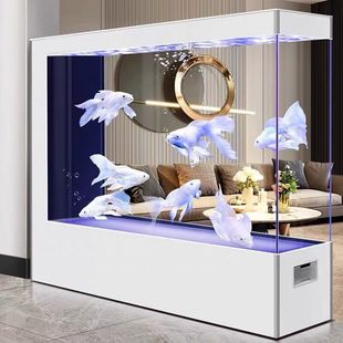 Floor-Standing Side Filter Aquarium Fish Tank Living Room Lazy Person 2024 Fully Automatic Screen Partition Ultra-White Glass New Square