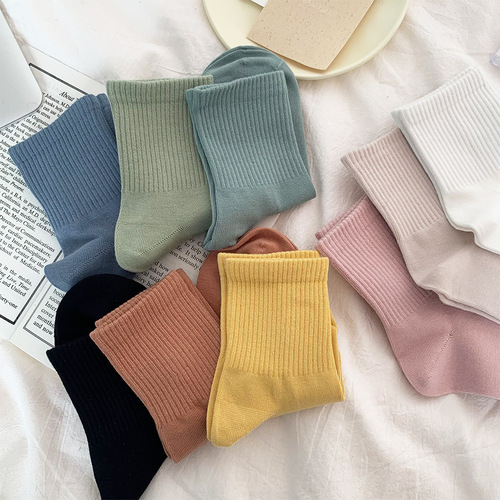 Cotton women's spring and summer all-cotton solid color versatile boneless non-pilling Japanese minimalism Korean buttercream color