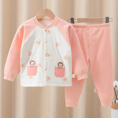 兒童夾棉分體套裝40剋薄棉套裝男女寶寶純棉保暖兩件套新生兒棉衣